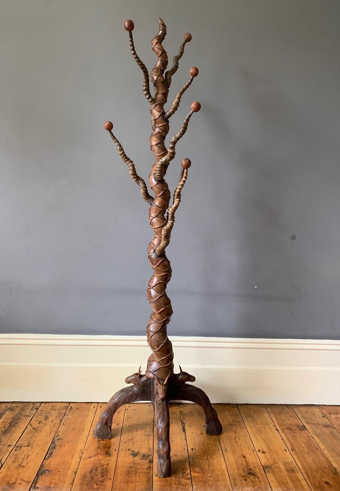 A Remarkable 19th Century Sculptured Rosewood & Buckhorn Hatstand (1 of 10)