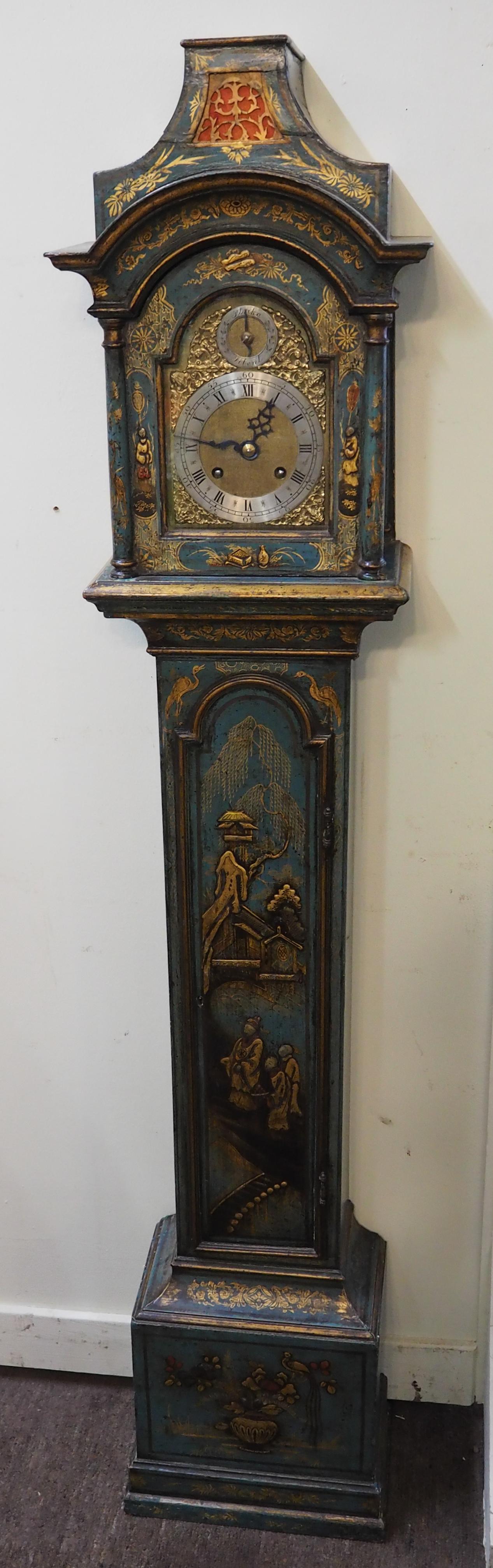 Rare Blue Lacquer Grandmother Clock (1 of 10) Rare Blue Lacquer Grandmother Clock (1 of 10)
