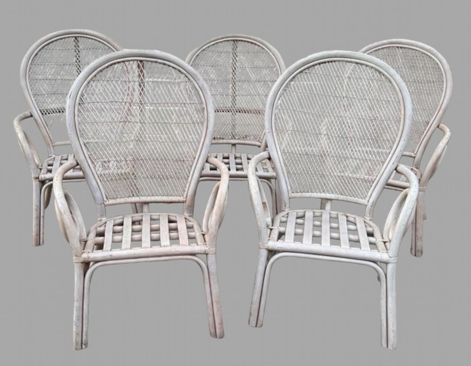 A Set of Five Palm Beach Regency Style Vintage Rattan Chairs (1 of 7) A Set of Five Palm Beach Regency Style Vintage Rattan Chairs (1 of 7)