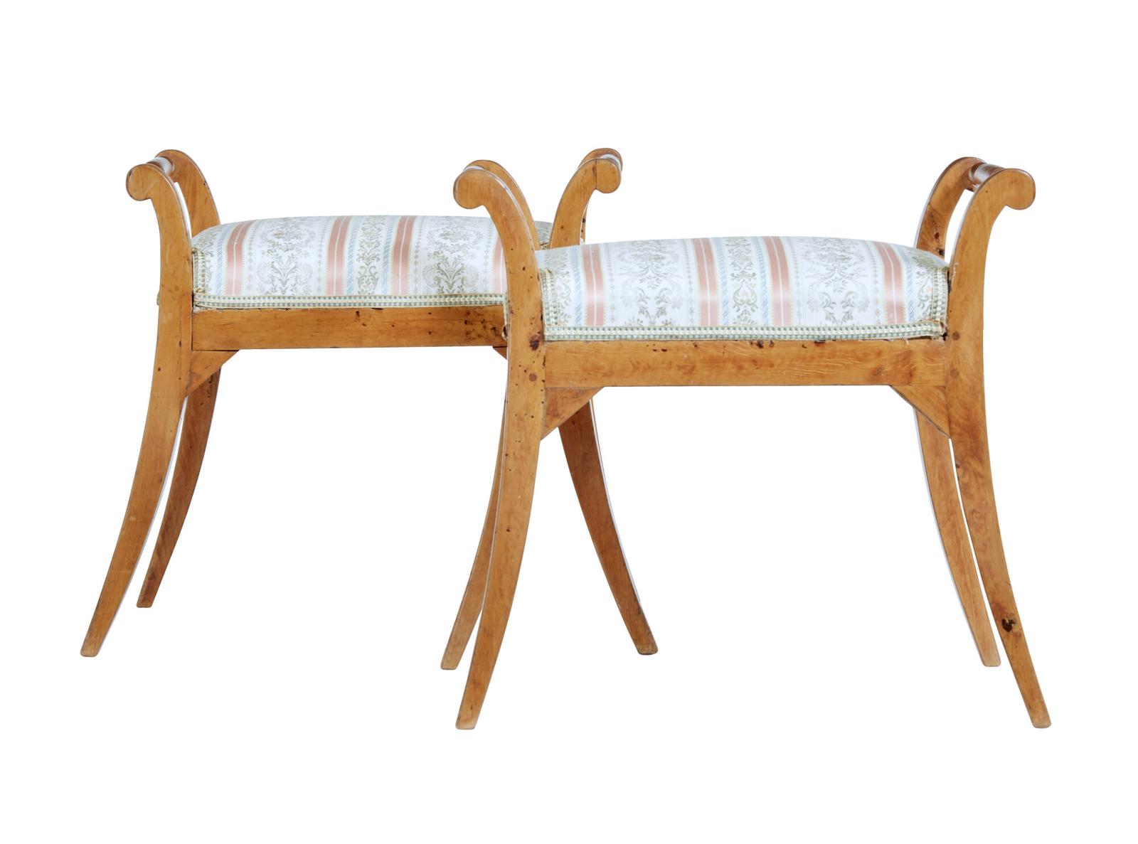 Pair of 19th Century Swedish Birch Stools (1 of 7)