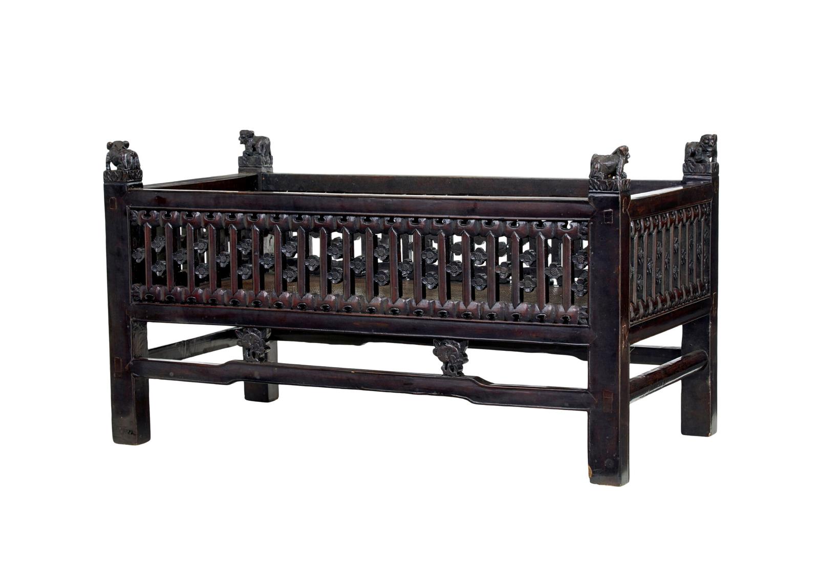 19th Century Chinese Lacquered Childs Bed (1 of 7)