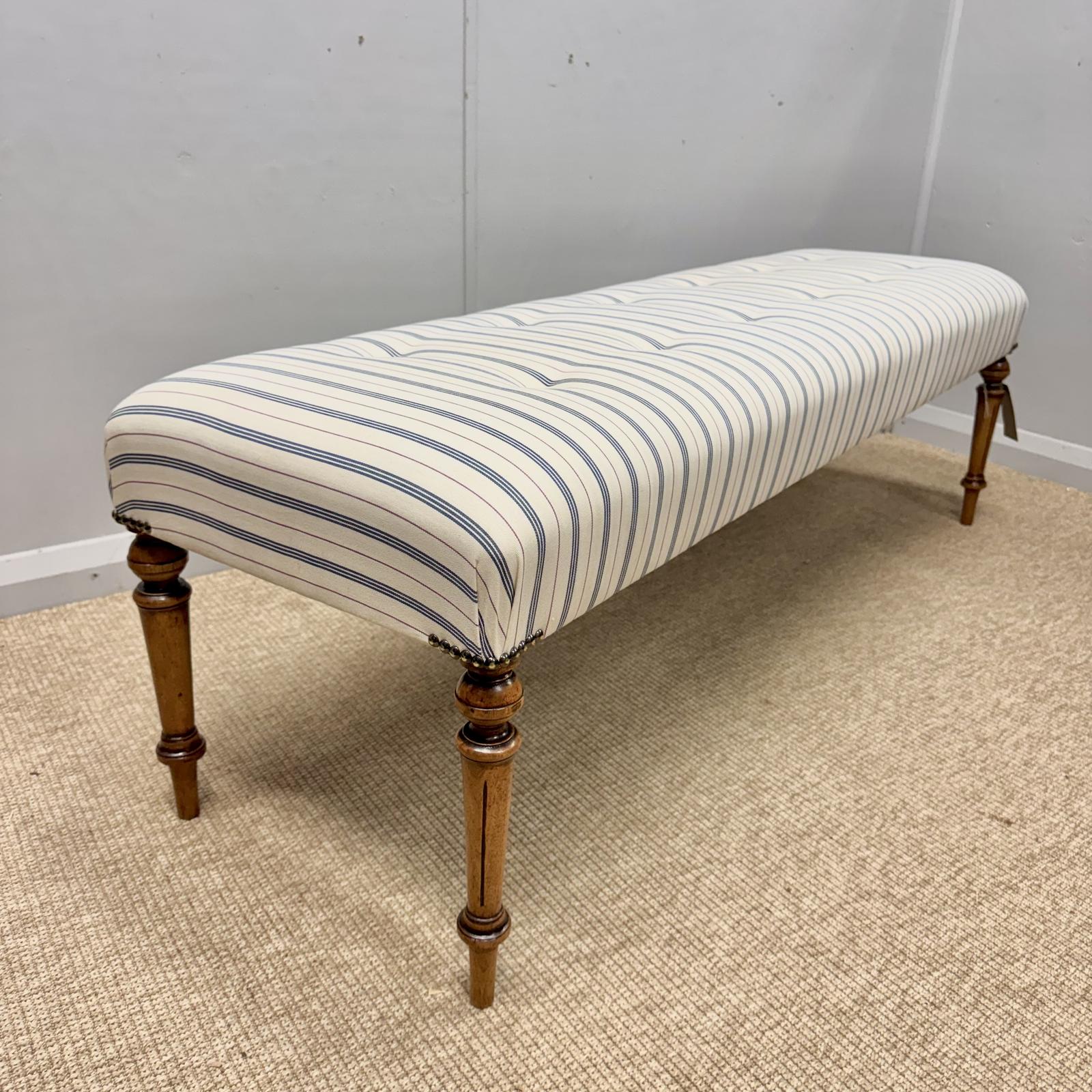 5ft Buttoned Long Stool on Walnut Legs (1 of 7) 5ft Buttoned Long Stool on Walnut Legs (1 of 7)