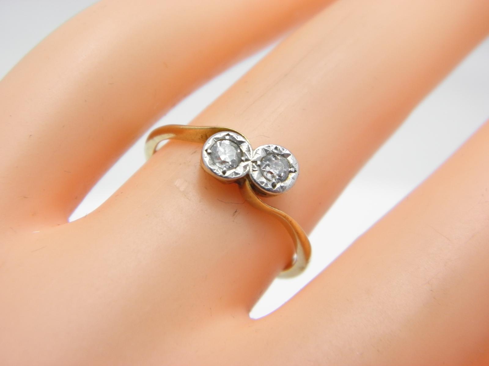 Antique 18ct Gold Diamond Twist Ring Band Size L (US Size 5.75) C1900 (1 of 13)