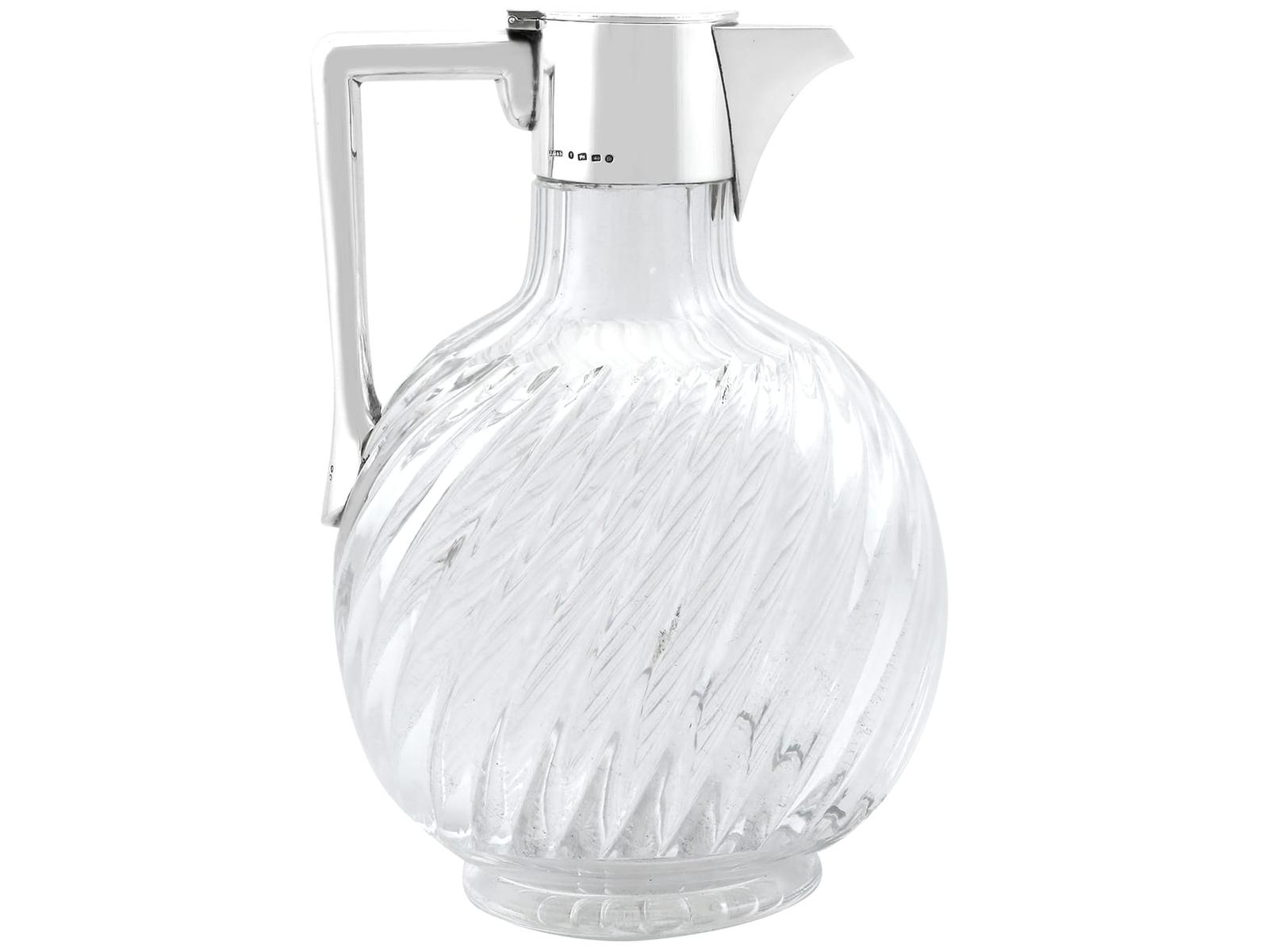 Antique Victorian Blown Glass & Sterling Silver Mounted Claret Jug (1 of 9)