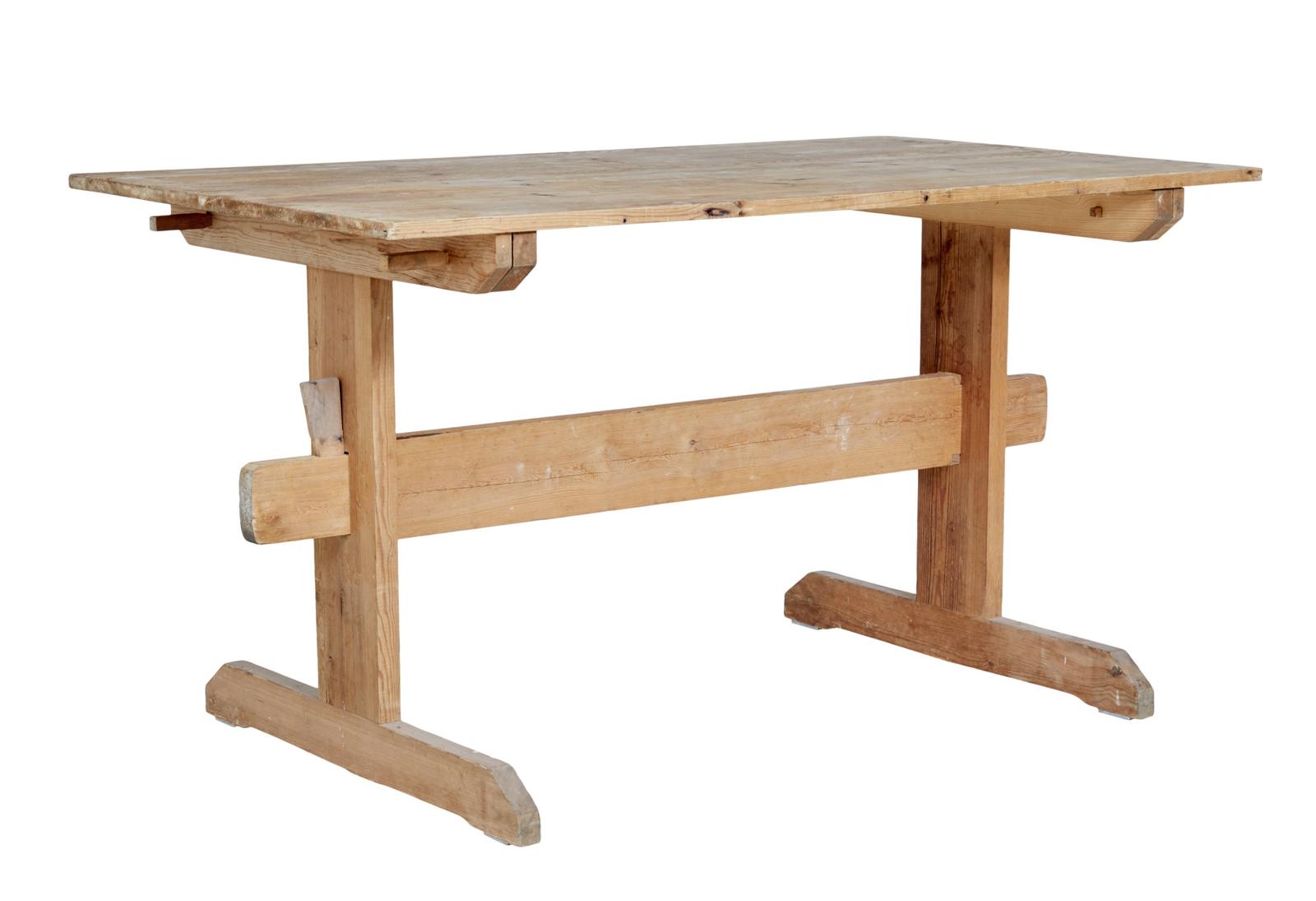 19th Century Swedish Pine Trestle Dining Table (1 of 6)
