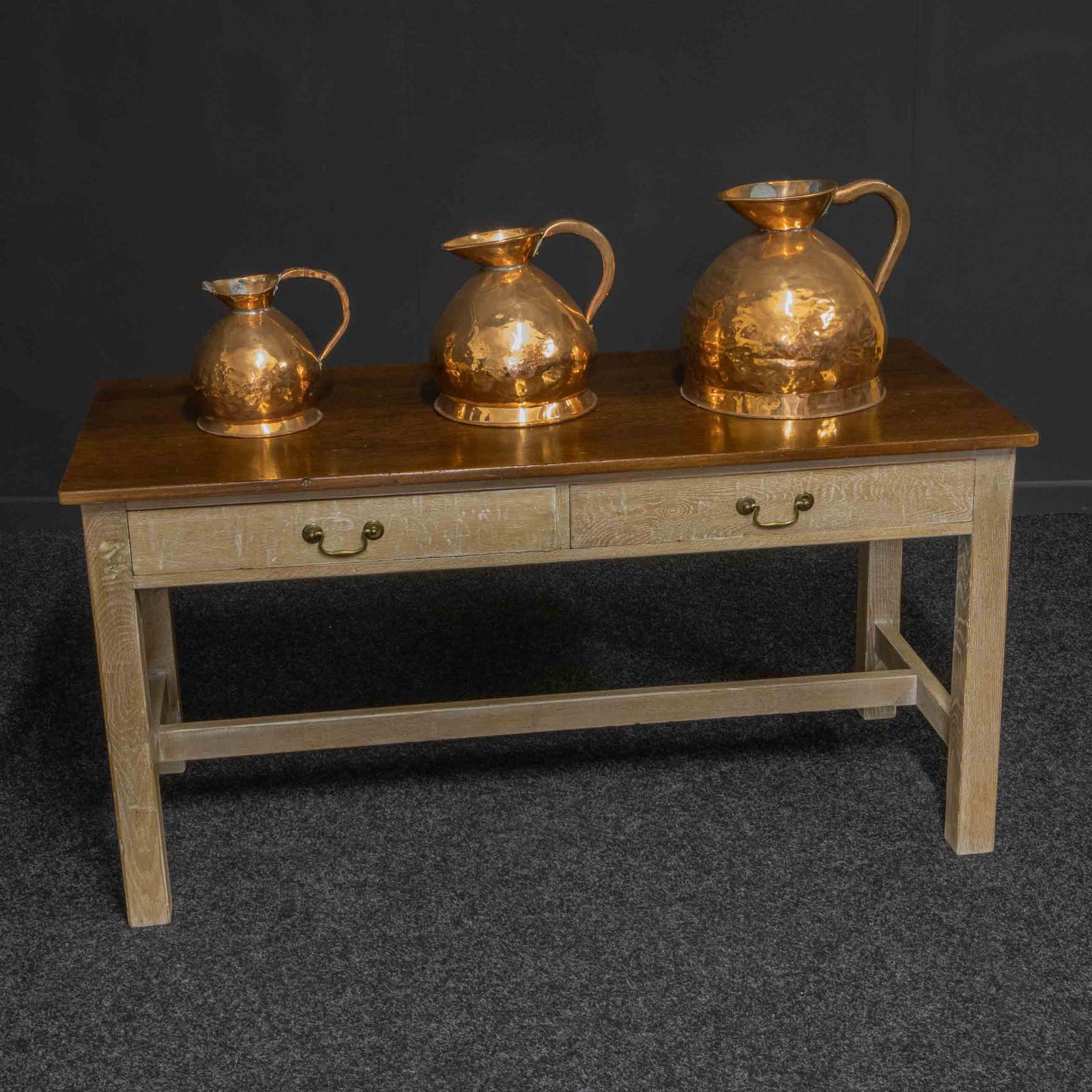 Set of Three Victorian Copper Harvest Flagons (1 of 15)