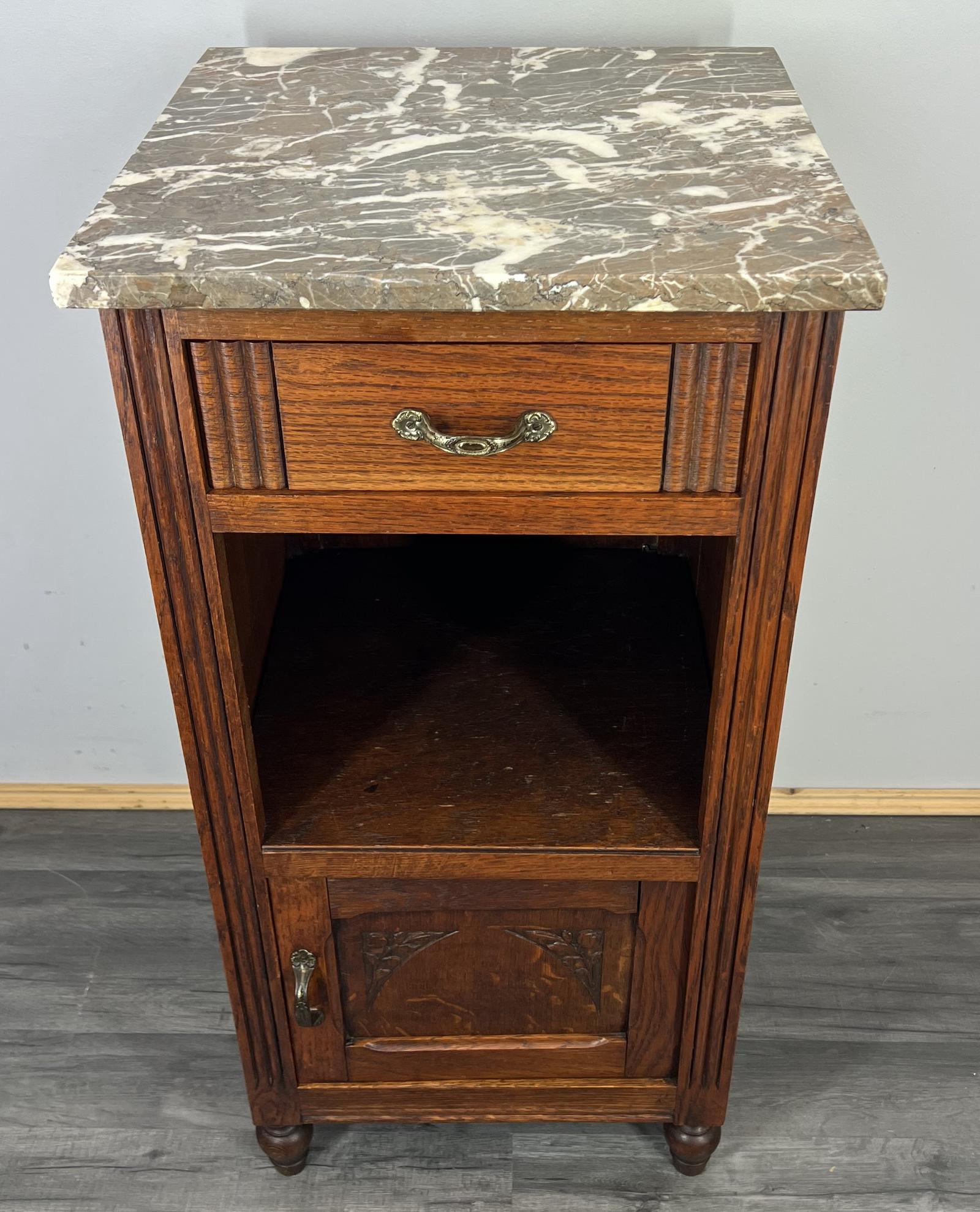 French Antique Bedside Table with Marble Top (1 of 8) French Antique Bedside Table with Marble Top (1 of 8)