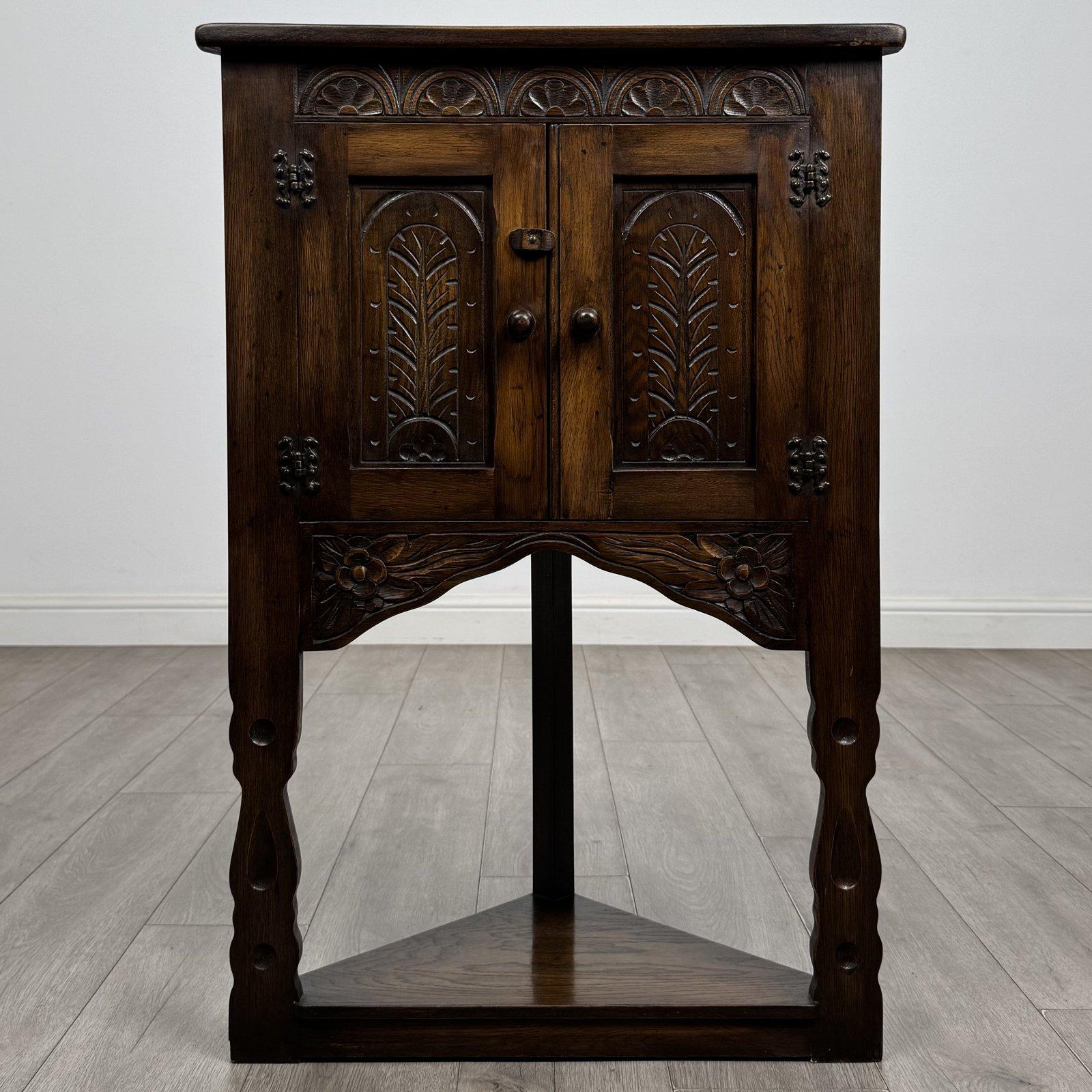 Vintage Carved Oak Corner Cabinet | Jacobean Style with Undertier | AF-6715 (1 of 6) Vintage Carved Oak Corner Cabinet | Jacobean Style with Undertier | AF-6715 (1 of 6)