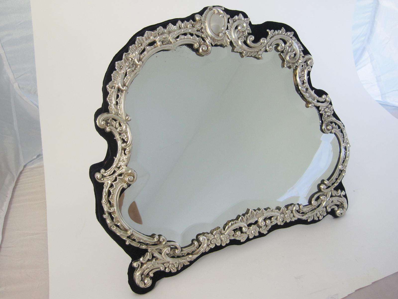 Victorian Shaped Silver Mirror with Scrolls, Flowers with Original Beveled Glass (1 of 7) Victorian Shaped Silver Mirror with Scrolls, Flowers with Original Beveled Glass (1 of 7)