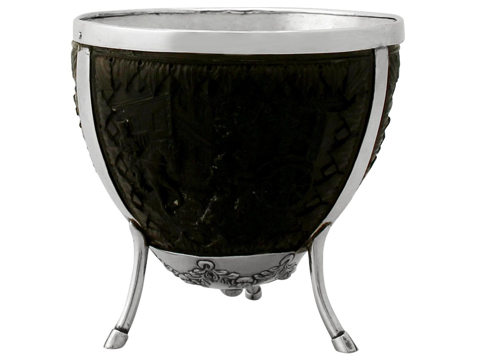 Antique Continental Silver Mounted Coconut Cup c.1890 (1 of 9)