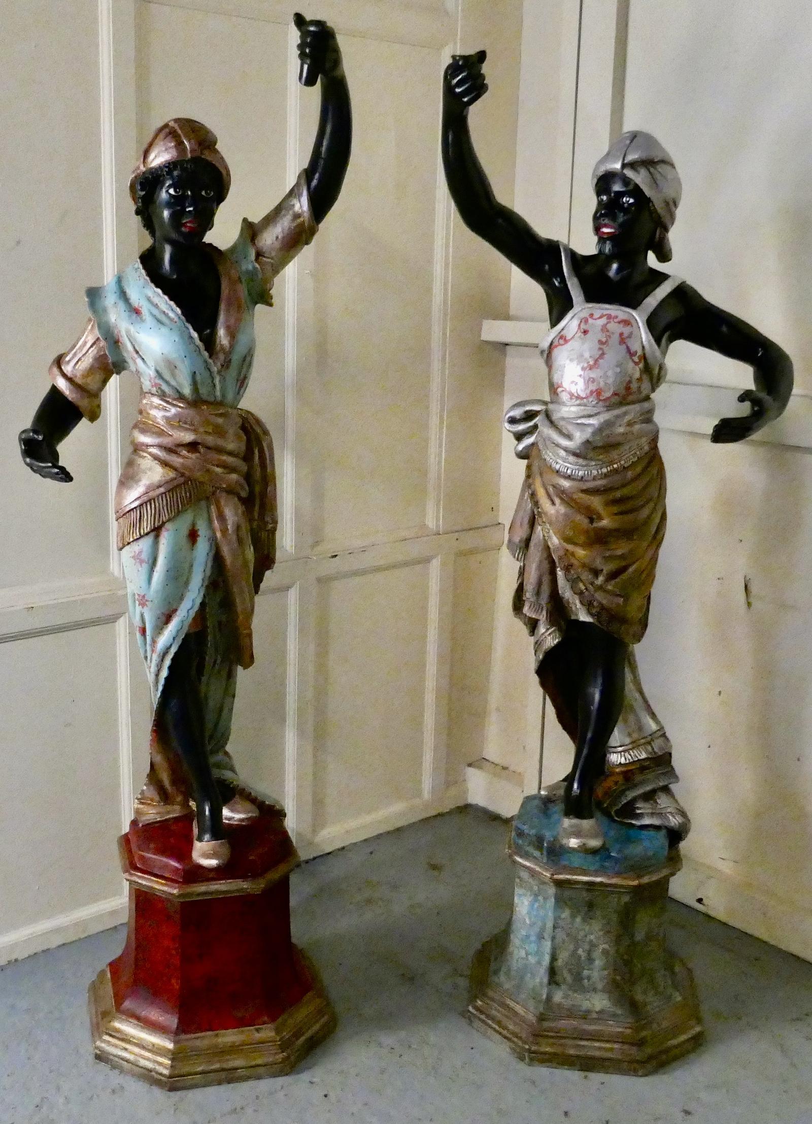 Pair of 19th Century Carved Wooden Blackamoor Statues (1 of 15)