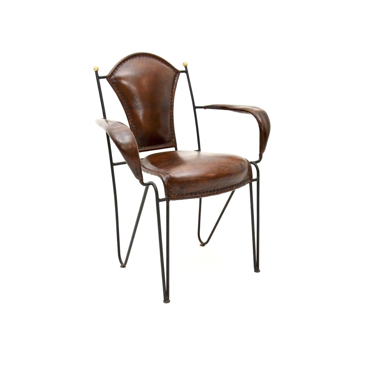 Vintage Iron and Leather Armchair by Frederic Weinberg (1 of 9) Vintage Iron and Leather Armchair by Frederic Weinberg (1 of 9)