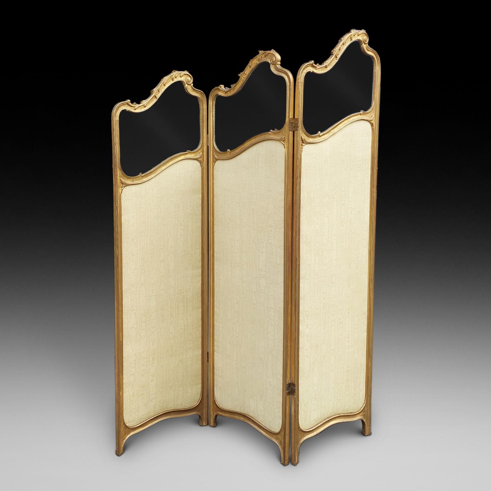 Mid 19th Century Continental Giltwood Threefold Vanity Screen (1 of 7) Mid 19th Century Continental Giltwood Threefold Vanity Screen (1 of 7)