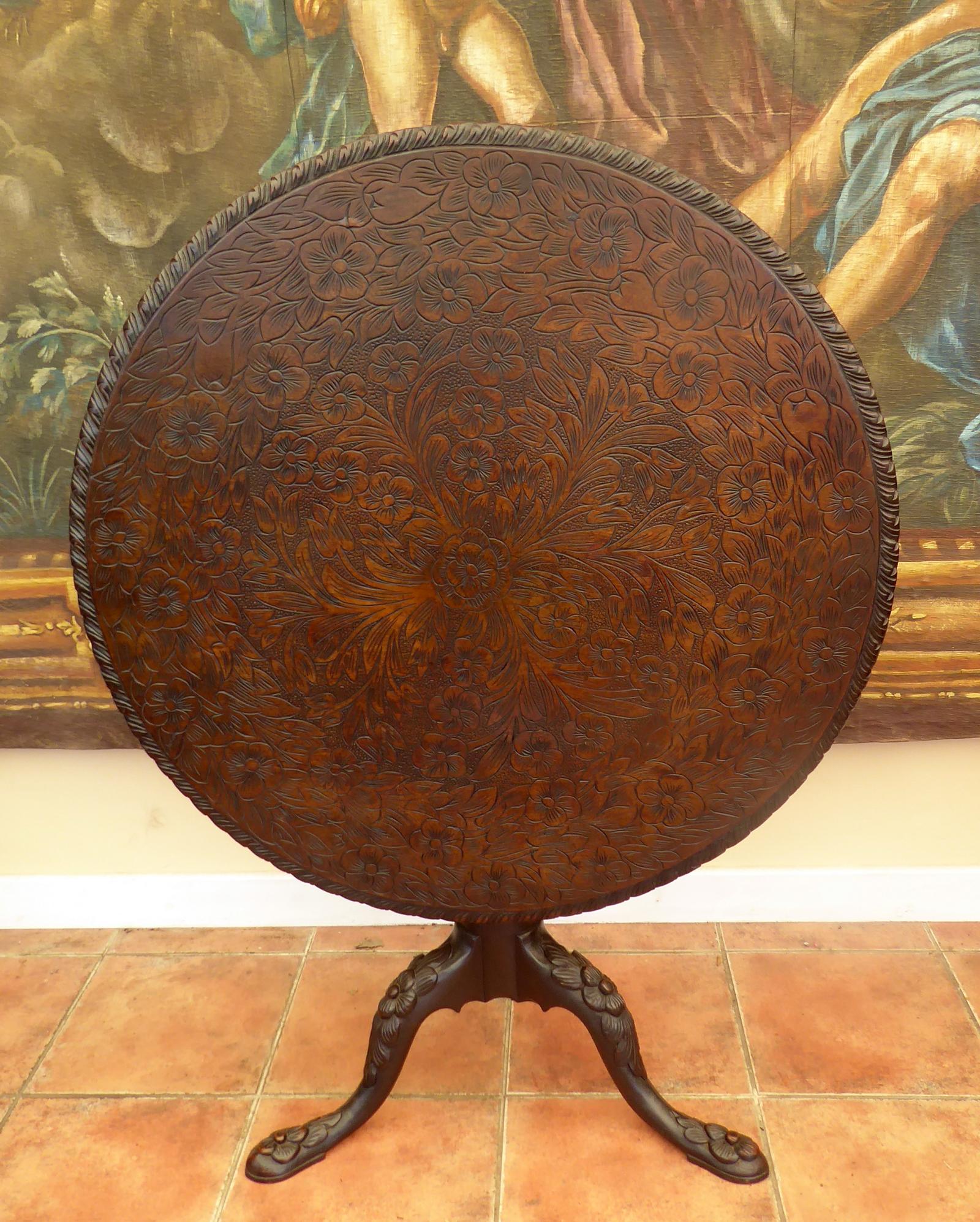 Tilt Top Table Mahogany Carved 1750 (1 of 15) Tilt Top Table Mahogany Carved 1750 (1 of 15)