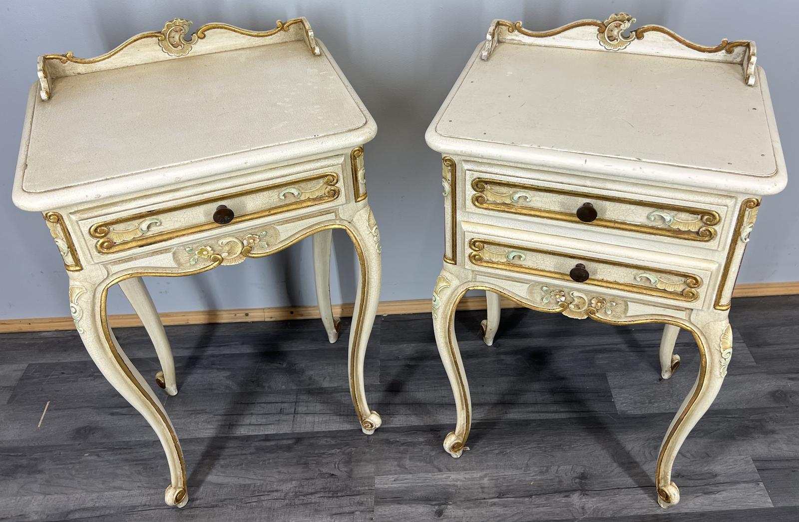 Pair of Bedside Tables Vintage Shabby Chic Nightstands Cabinets (1 of 11)