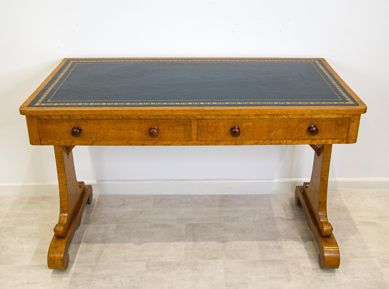 Antique 19th Century Maplewood Writing Desk with Leather Inset Top (1 of 7)