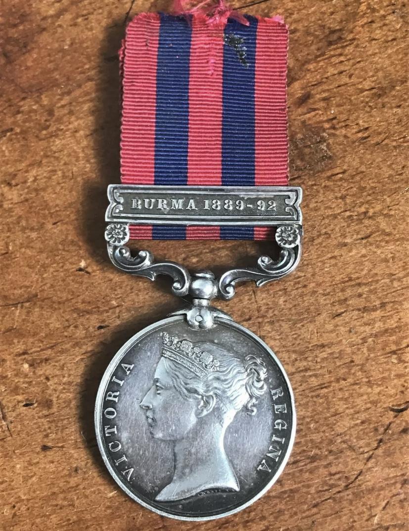 Antique Victorian India General Service Medal Burma 1889 - 92 - 604 Pte T. Ponting Devon Regiment (1 of 14)