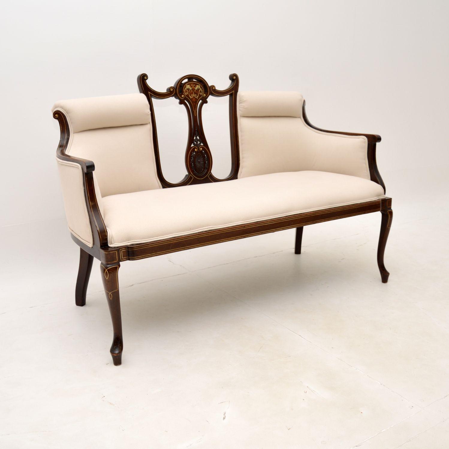 Antique Edwardian Inlaid Mahogany Settee (1 of 11) Antique Edwardian Inlaid Mahogany Settee (1 of 11)