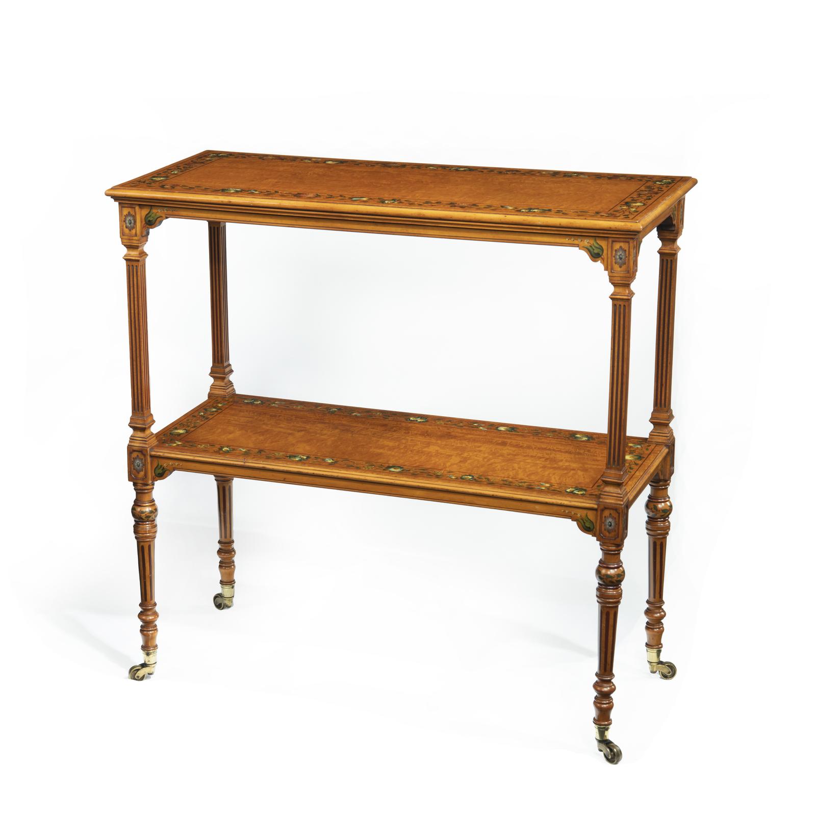 Mid Victorian Free-standing Painted Satinwood Two-tier Table (1 of 7)