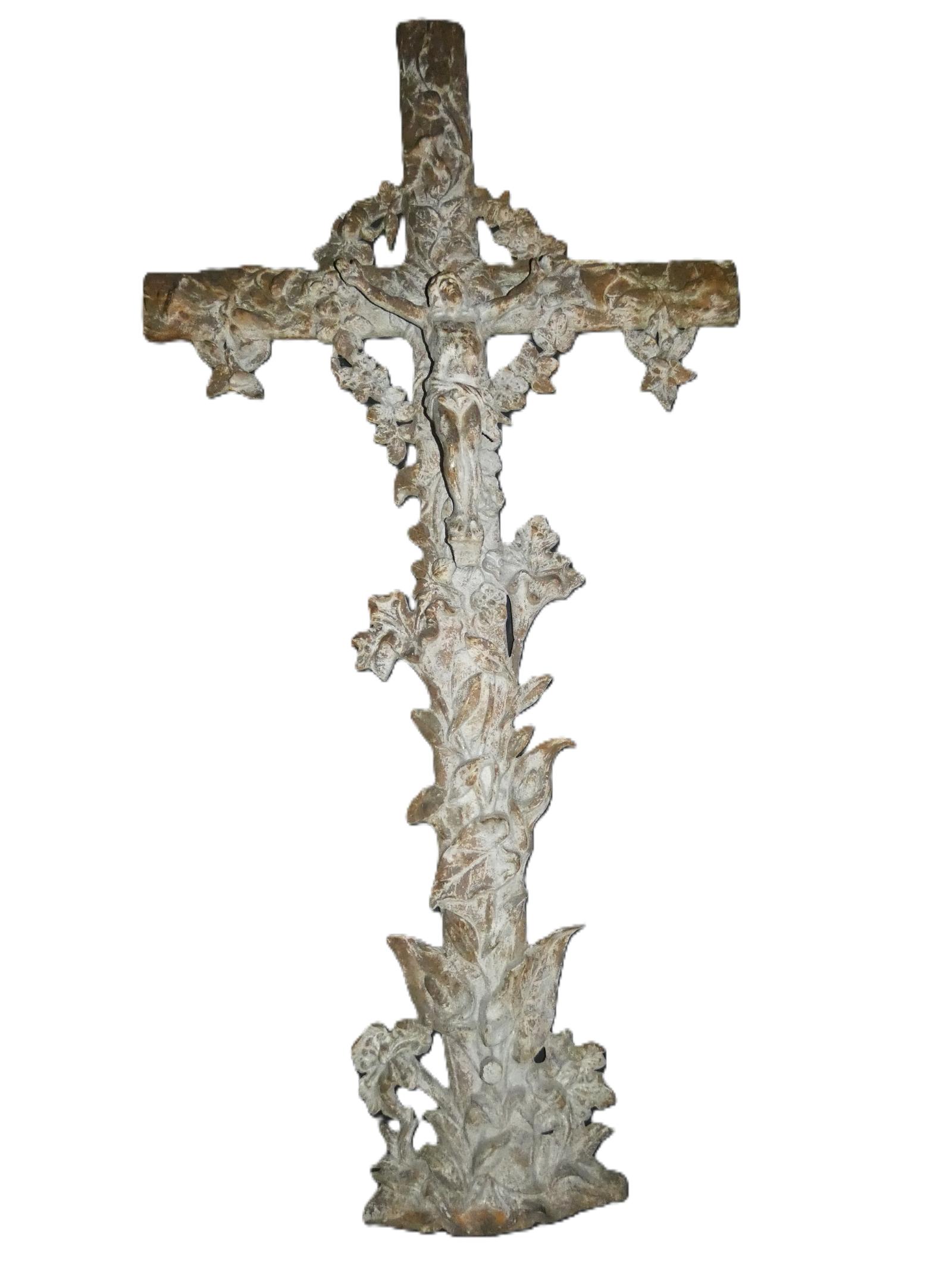 Large Cast Iron Crucifix Grave Marker (1 of 8) Large Cast Iron Crucifix Grave Marker (1 of 8)