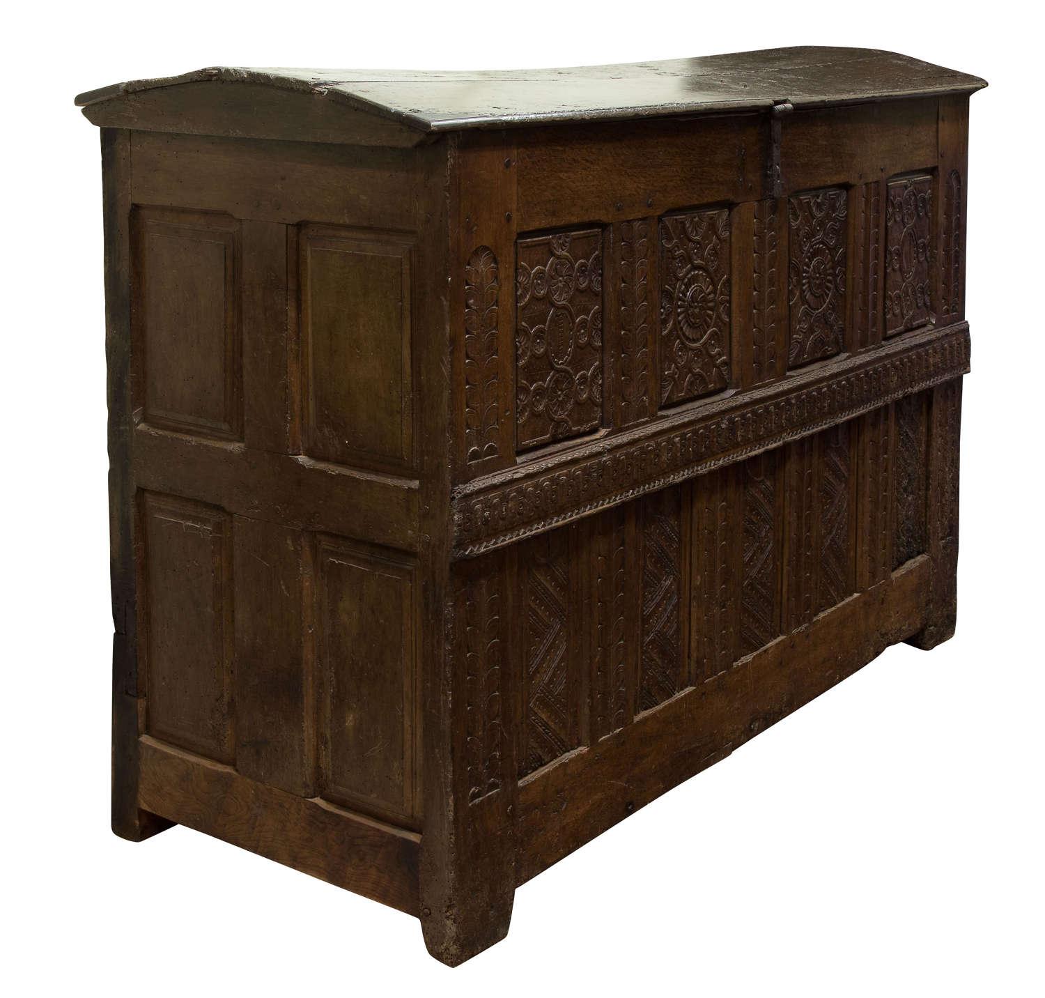 16th Century Carved & Panelled Grain Coffer c.1580 (1 of 8)