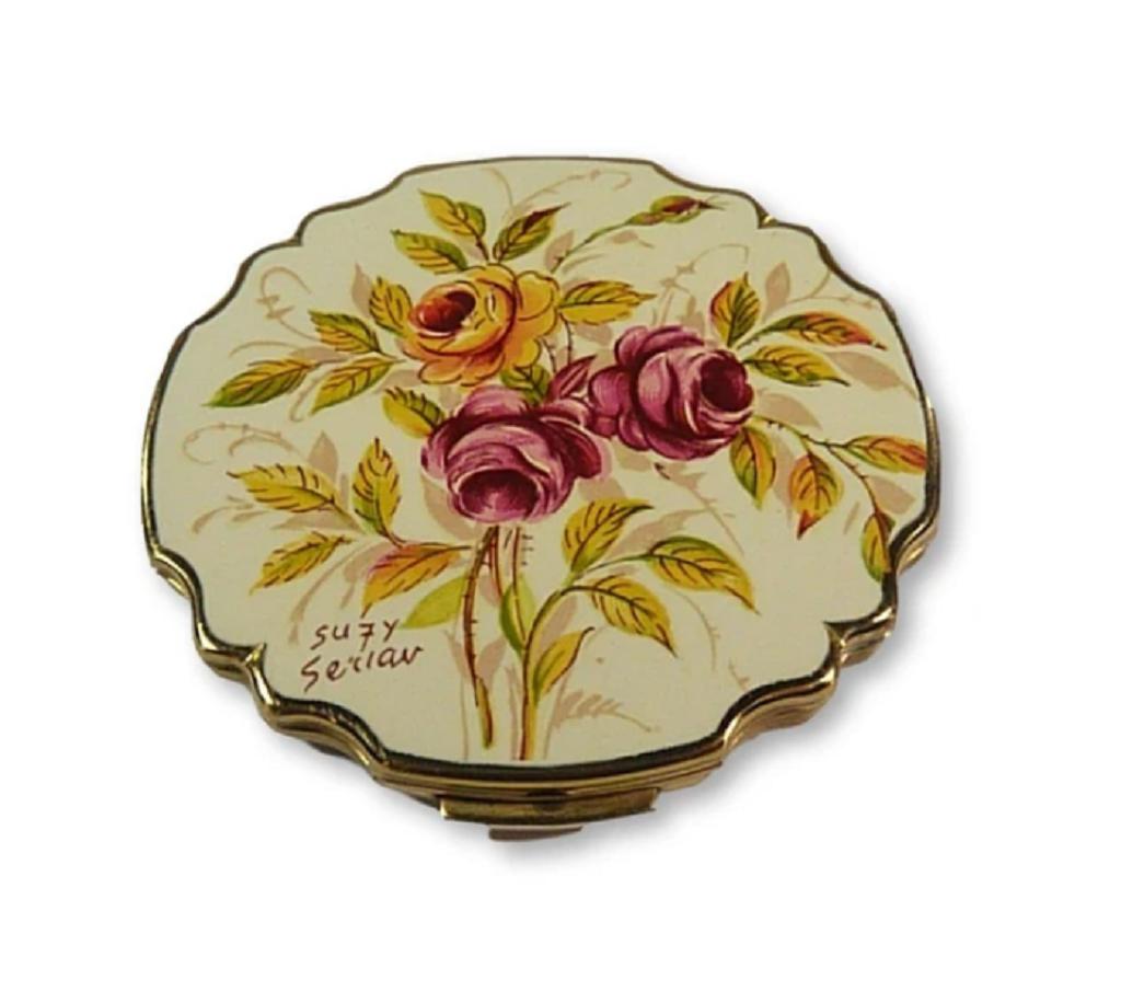 Beautiful Enamel Stratton Loose Foundation Compact 1960s (1 of 8)