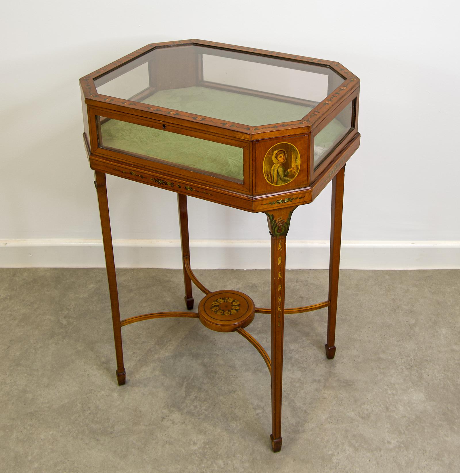 Antique Satinwood Painted Display Table / Bijouterie Table (1 of 7)