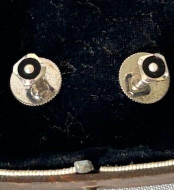 Pair of Hallmarked Silver, Jet & Seed Pearl Collar Studs (1 of 5)