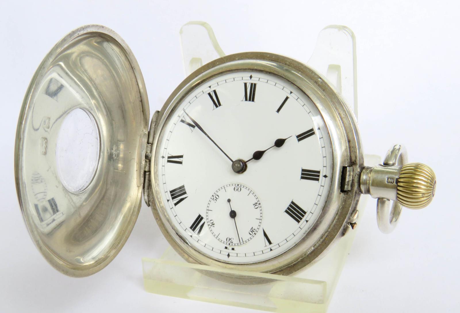 Pocket Watch : Silver William Ehrhardt Half Hunter Pocket Watch, 1917 (1 of 6)