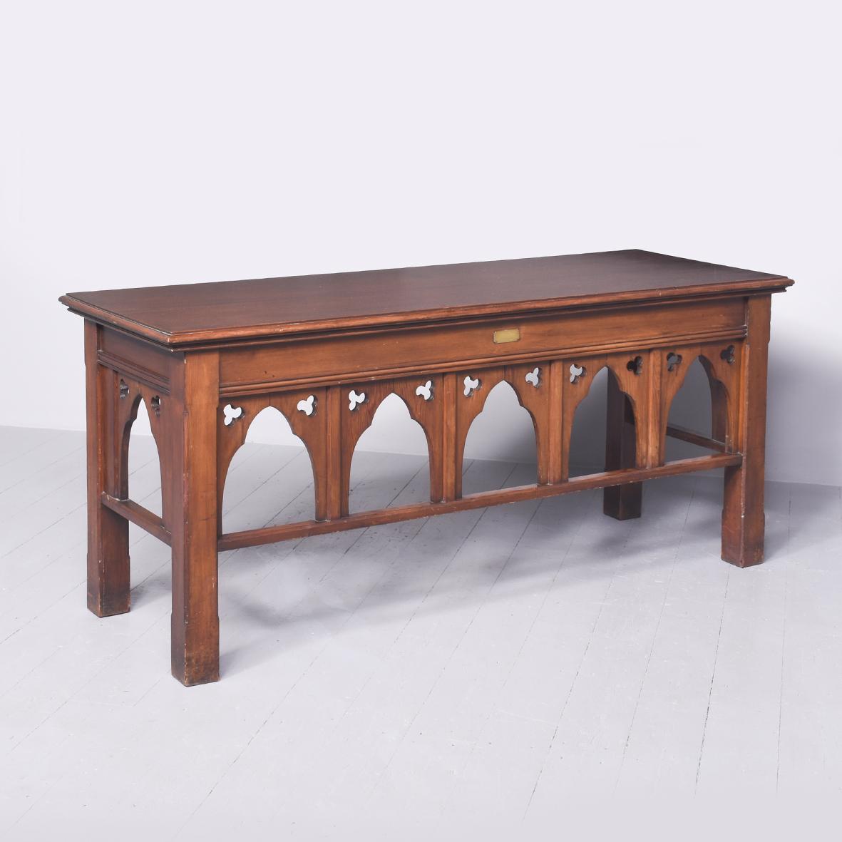 Large Gothic Pine Side Table (1 of 7)