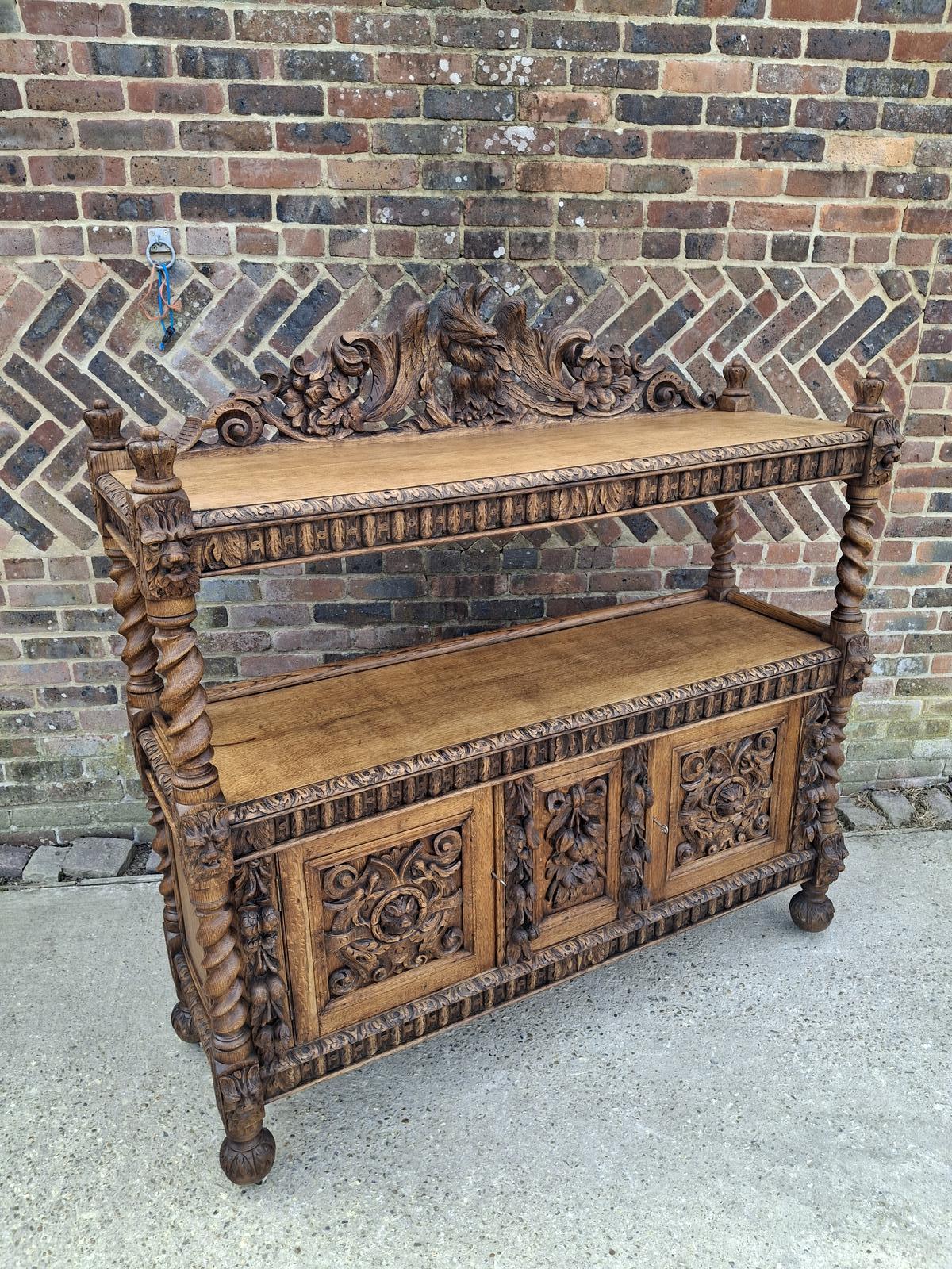 Large Antique Jacobean Revival Oak Green Man Sideboard Dresser Server Buffet (1 of 29) Large Antique Jacobean Revival Oak Green Man Sideboard Dresser Server Buffet (1 of 29)