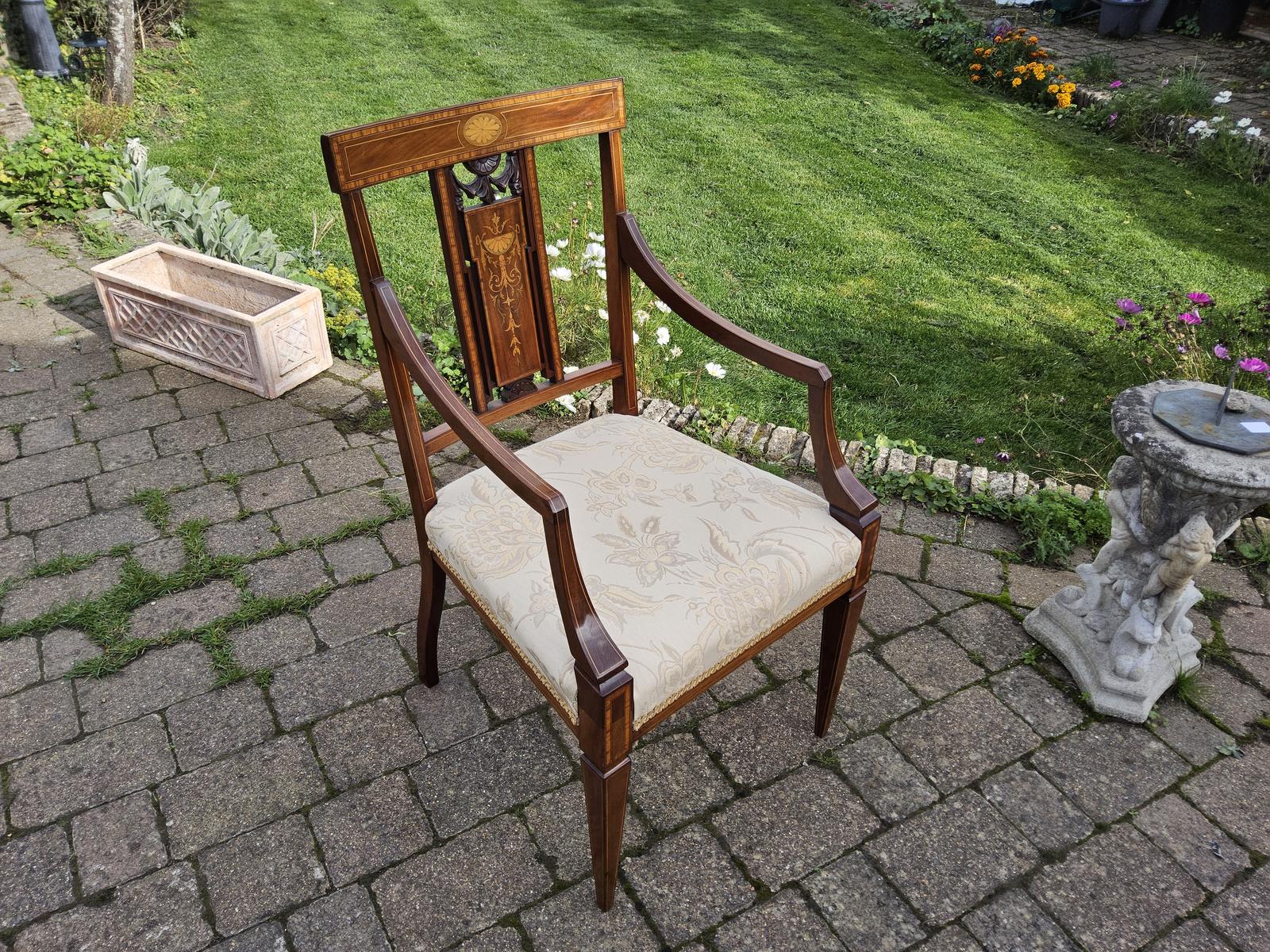 Edwardian Mahogany Inlaid Elbow Chair (1 of 8) Edwardian Mahogany Inlaid Elbow Chair (1 of 8)