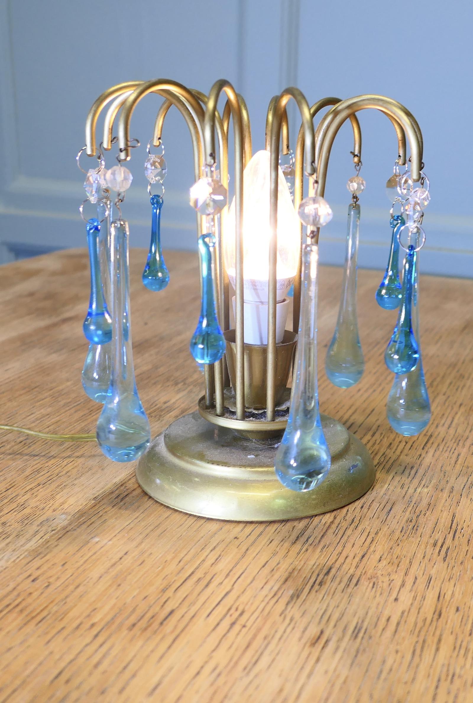 Turquoise Tear Drop Lustre Bed Side Lamp (1 of 6)