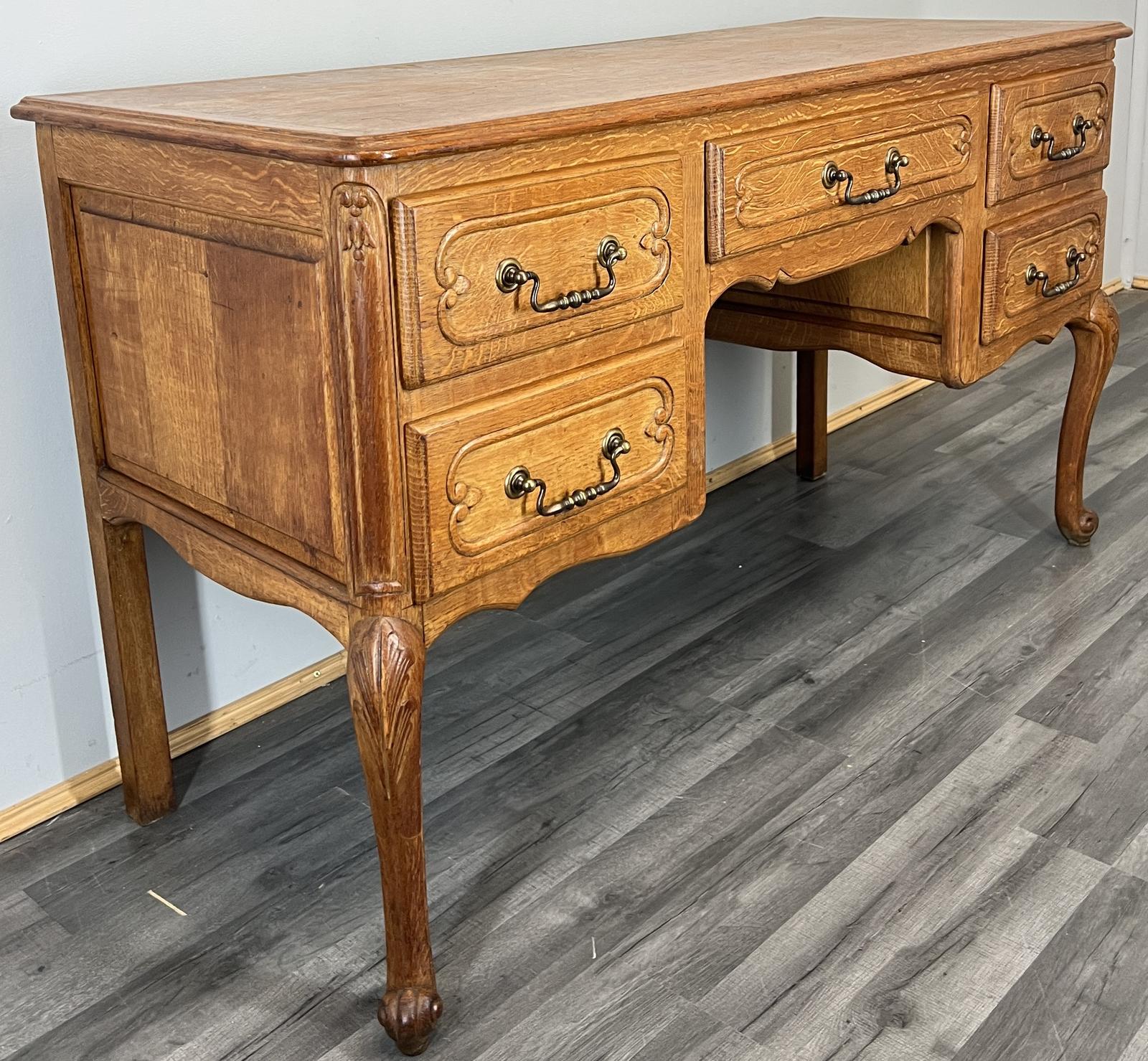 Cabinet Vintage French Style Carved Desk Oak Sideboard (1 of 13)