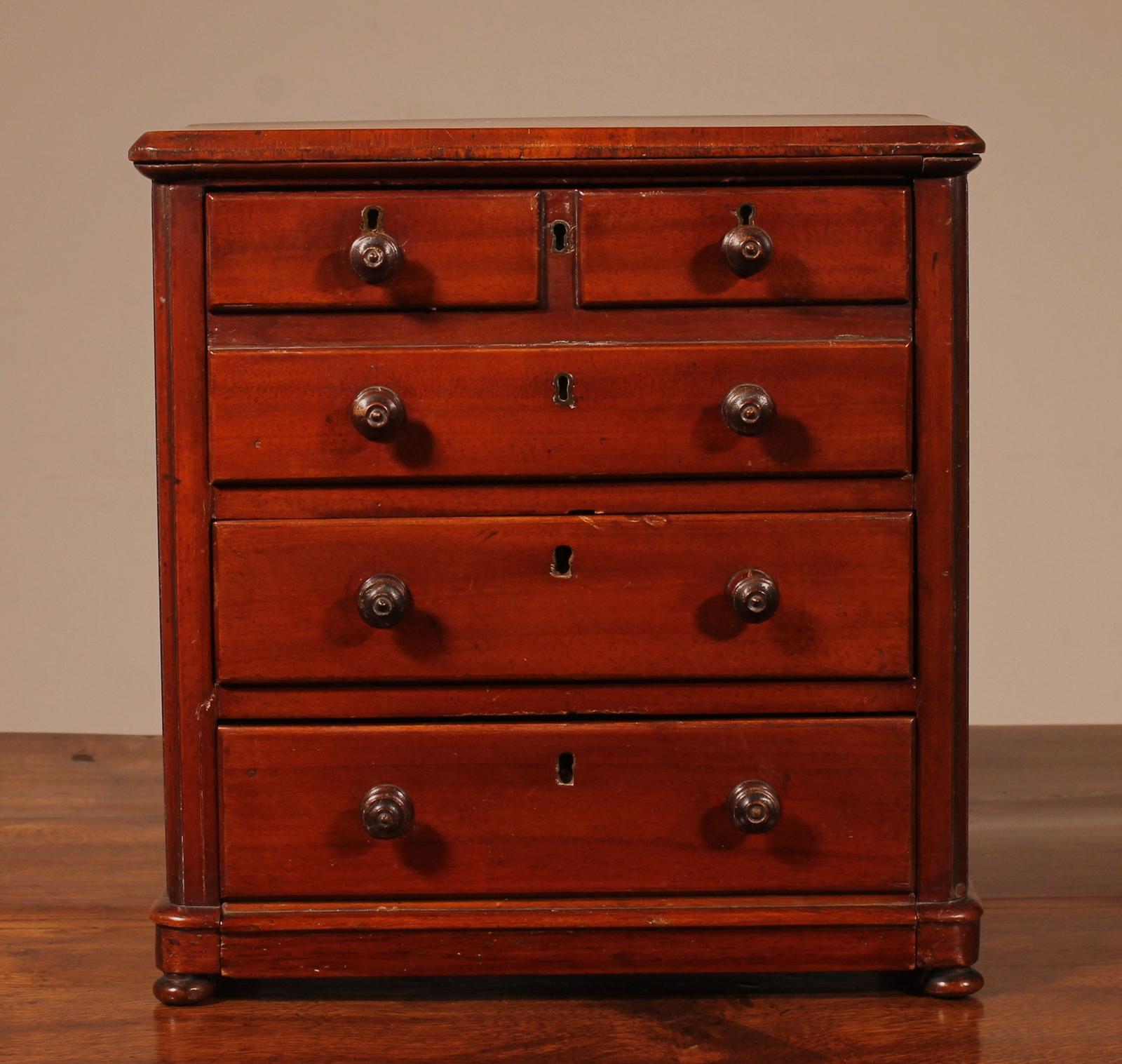 19th Century Mahogany Miniature Chest of Drawers (1 of 11)