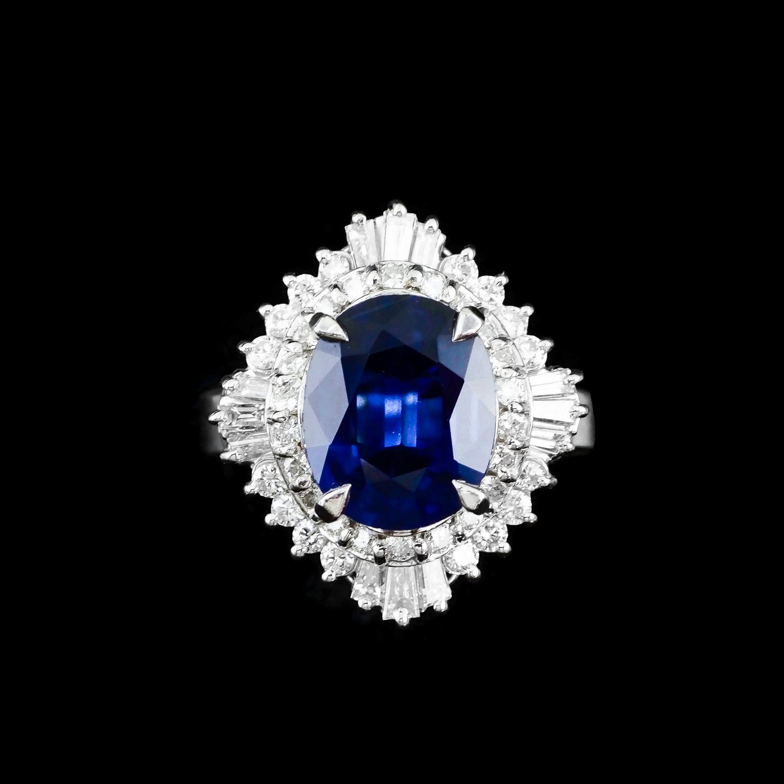 A Magnificent Large Sapphire & Diamond Platinum Ring (1 of 15)