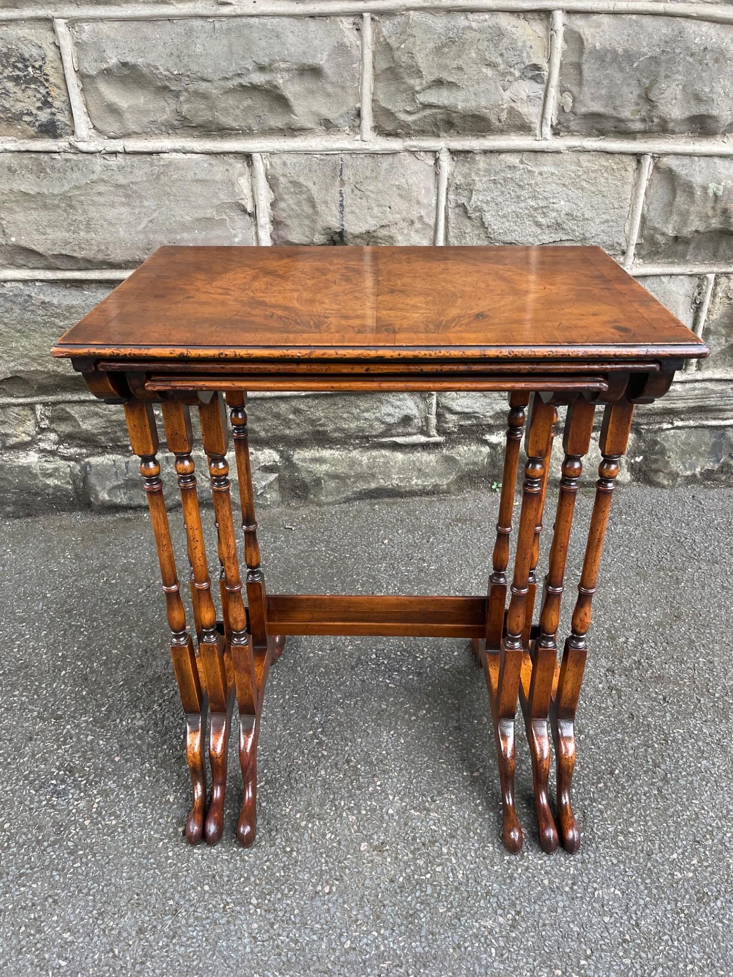 Antique Nest 3 Figured Walnut Tables (1 of 12)