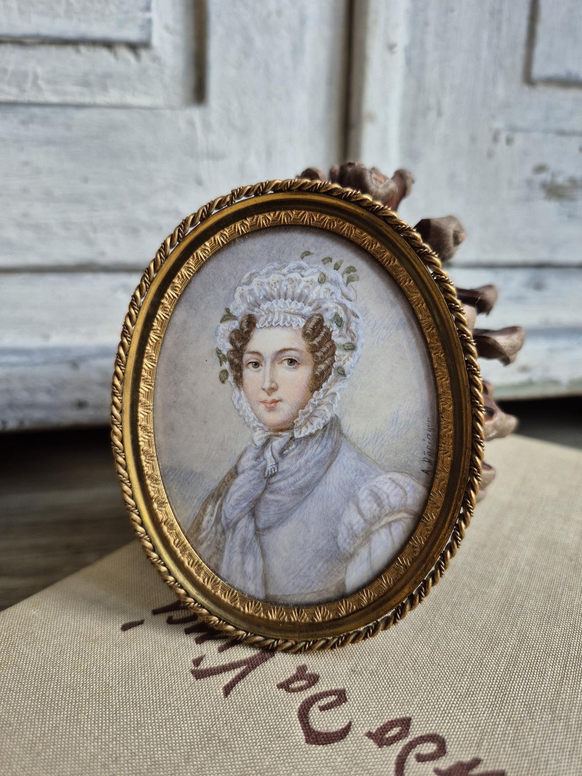 Antique Miniature Portrait, Watercolor Portrait (1 of 22)