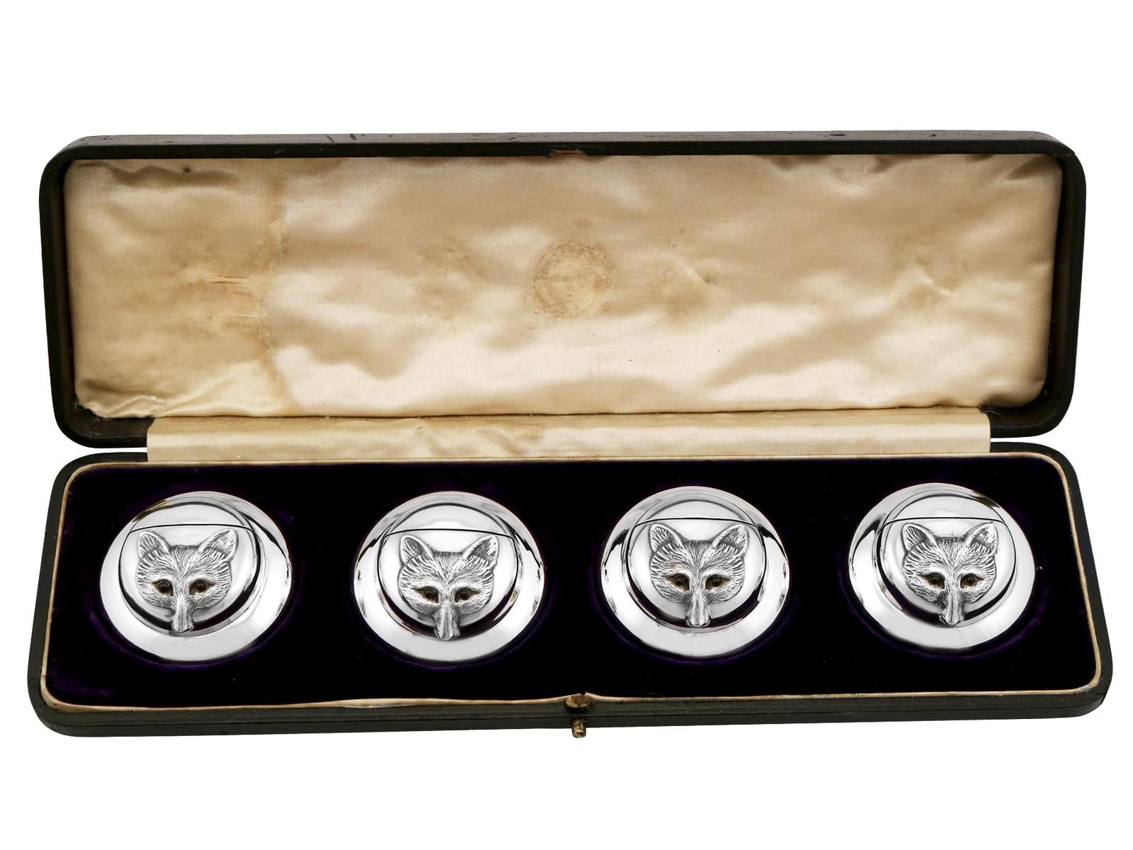 Antique Edwardian Sterling Silver Menu / Card Holders 1909 (1 of 13)