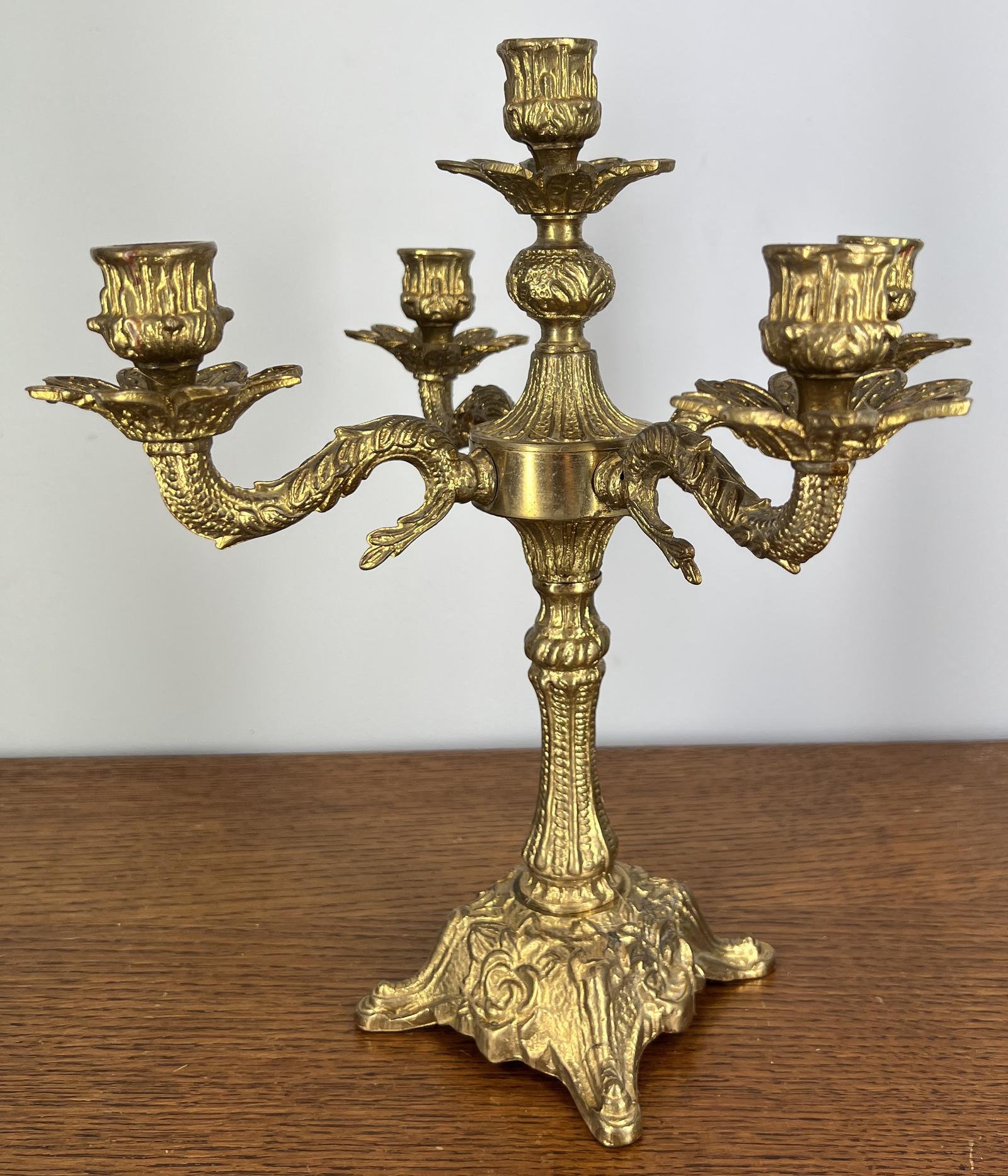 Candelabra Vintage Brass Five Arm Ornate Candle Holder (1 of 7) Candelabra Vintage Brass Five Arm Ornate Candle Holder (1 of 7)