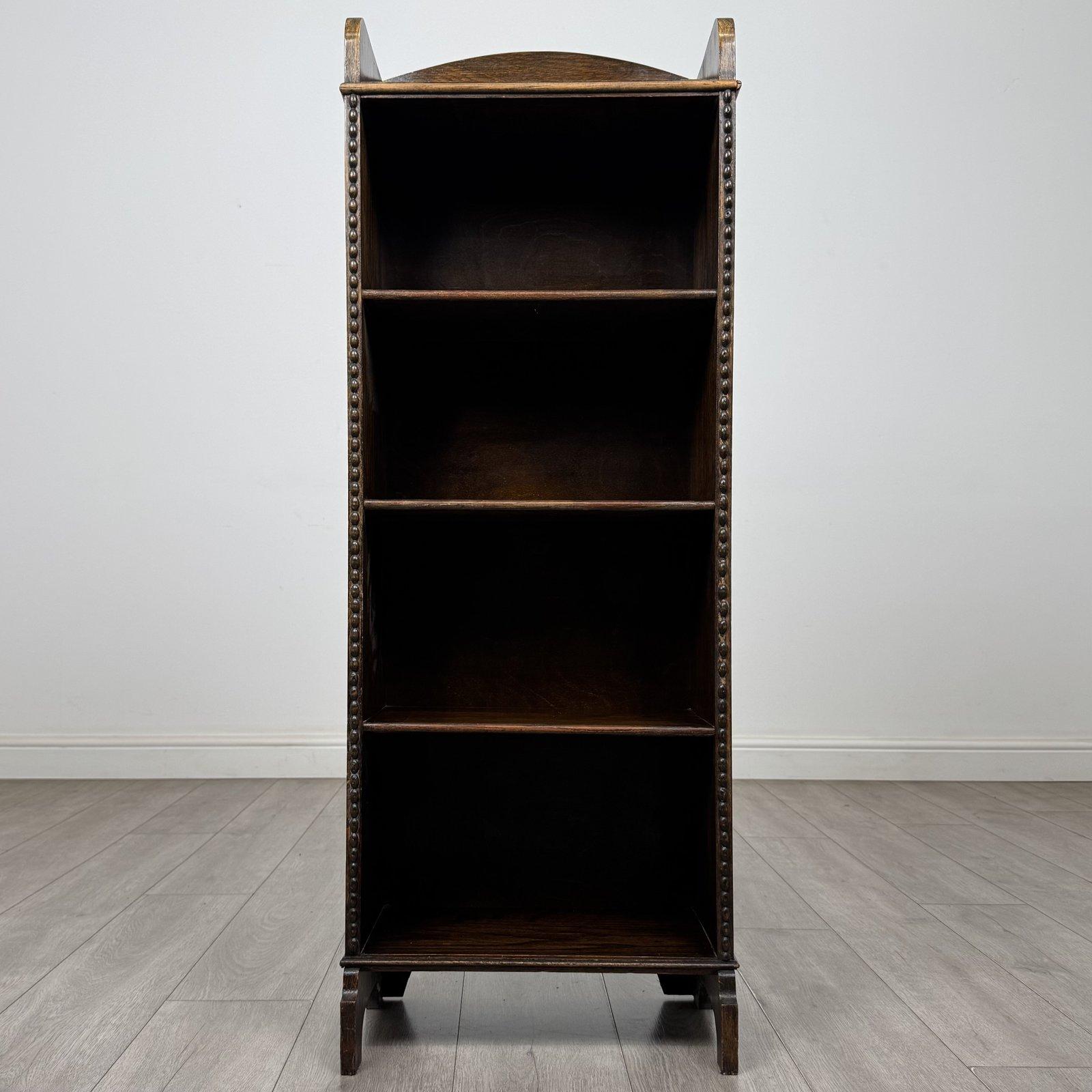 Antique Narrow Oak Open Bookcase | Arched Gallery & Bobbin Moulding | AF-6749 (1 of 10) Antique Narrow Oak Open Bookcase | Arched Gallery & Bobbin Moulding | AF-6749 (1 of 10)