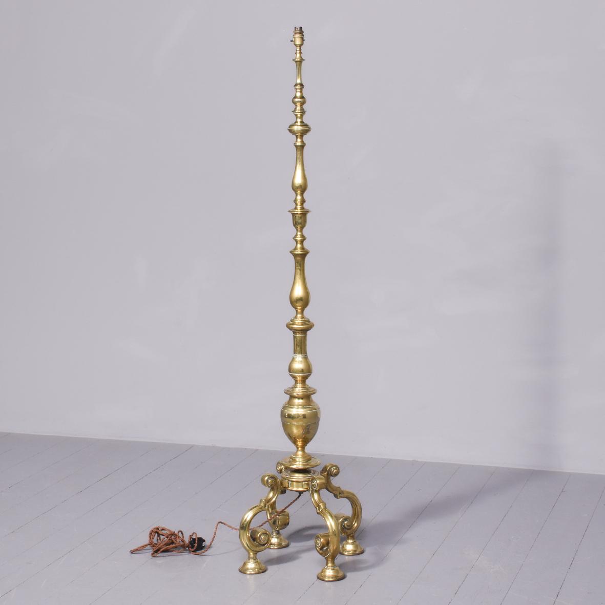 Rare, Solid Brass Full-sized Victorian Standard Lamp (1 of 9)