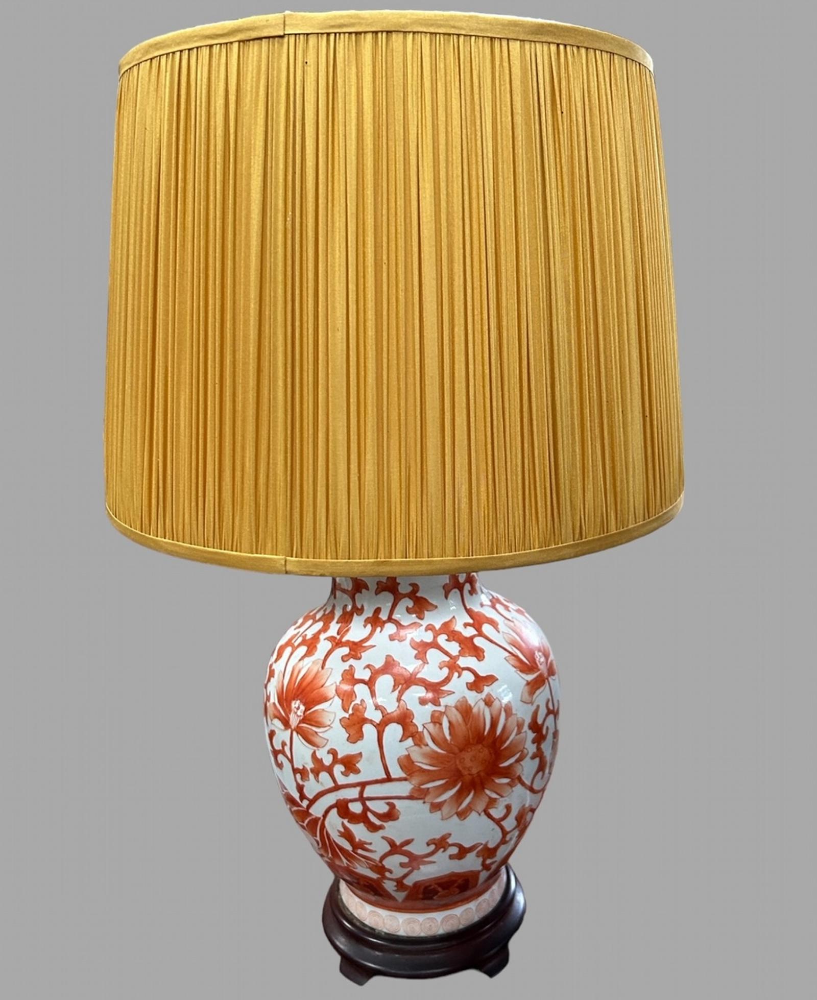 Chinese Hand Painted Baluster Shaped Lamp (1 of 5)