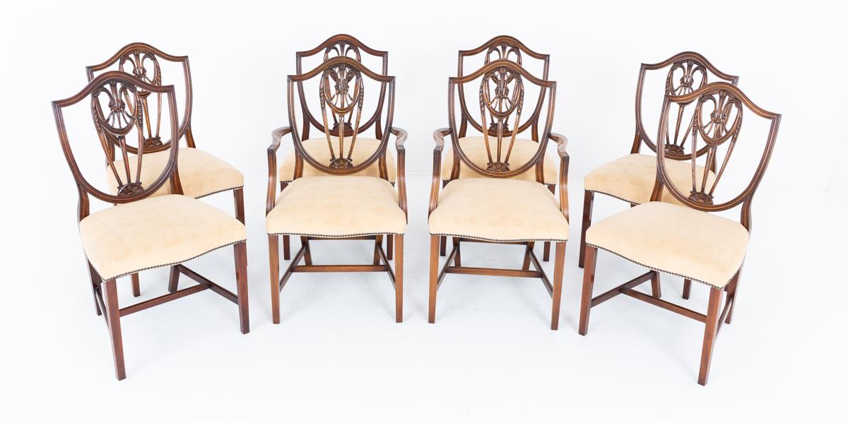 Set of 8 (6+2) Mahogany Hepplewhite Style Dining Chairs (1 of 12) Set of 8 (6+2) Mahogany Hepplewhite Style Dining Chairs (1 of 12)