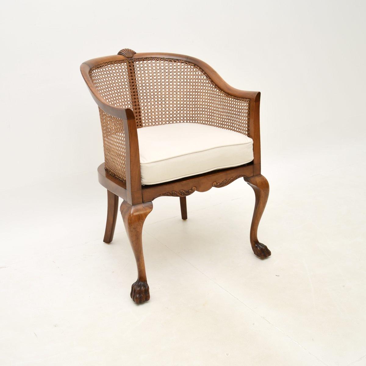 Antique Edwardian Walnut Caned Armchair (1 of 10)