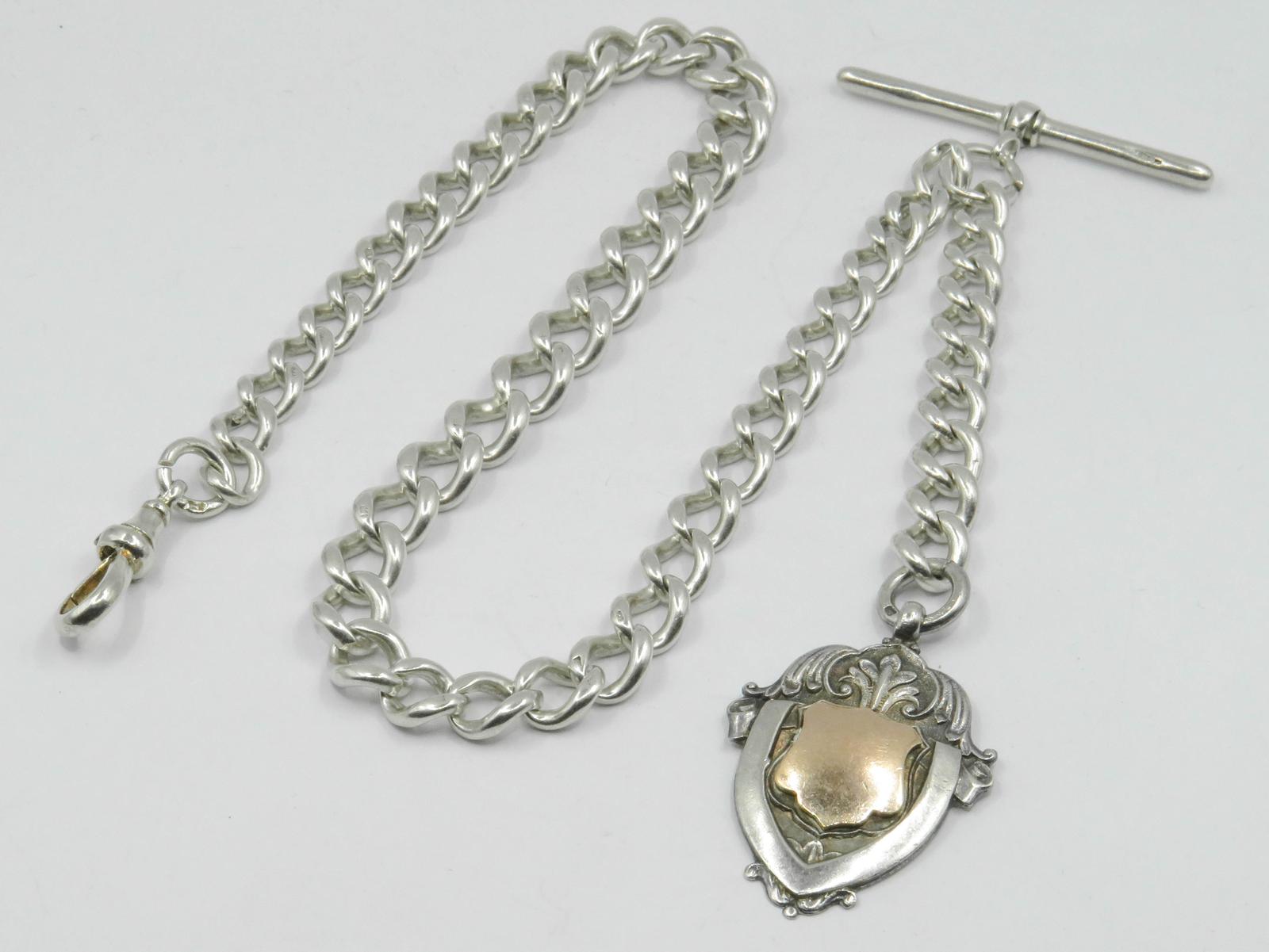 Silver Graduated Pocket Watch Chain (1 of 3)