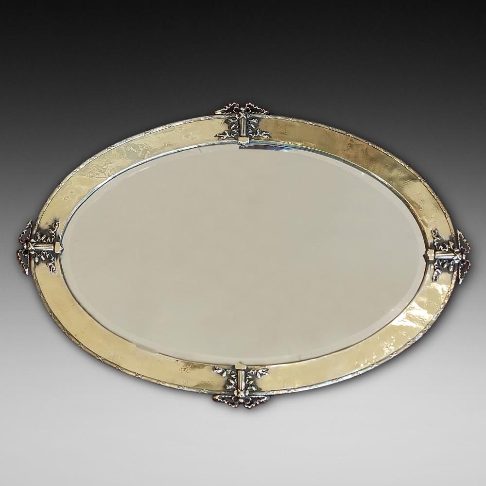 Early 20th Century Arts & Crafts Brass Framed Mirror (1 of 5)