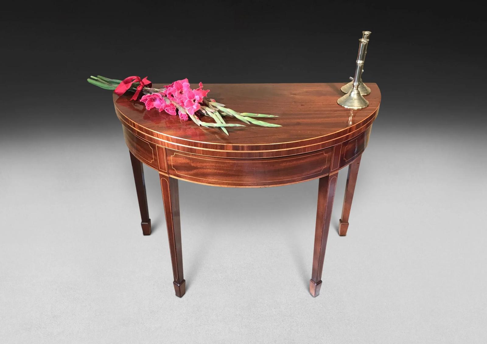 George III Inlaid Mahogany Demi-lune Tea Table (1 of 4)