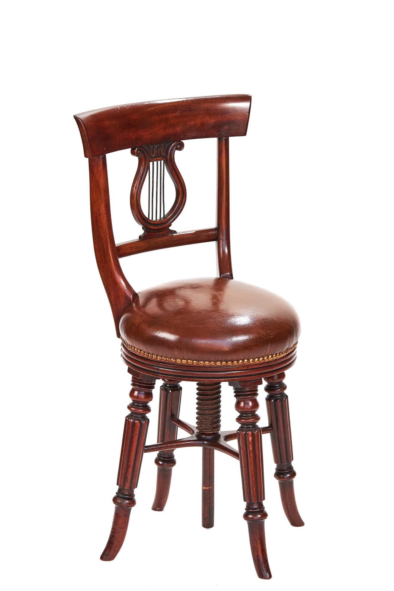 19th Century Mahogany Revolving Lyre Back Music / Harpist Chair (1 of 5)