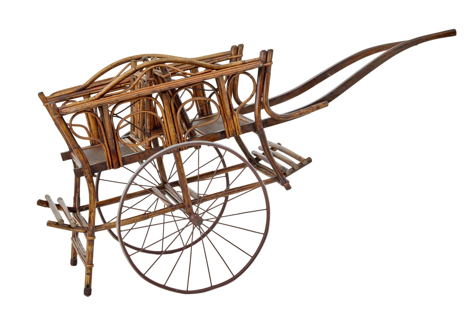 Early 20th Century Oriental Bamboo 2 Seat Child Carriage (1 of 6)